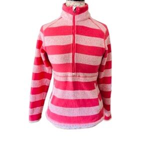 Patagonia Pink Striped Quarter-Zip Pullover